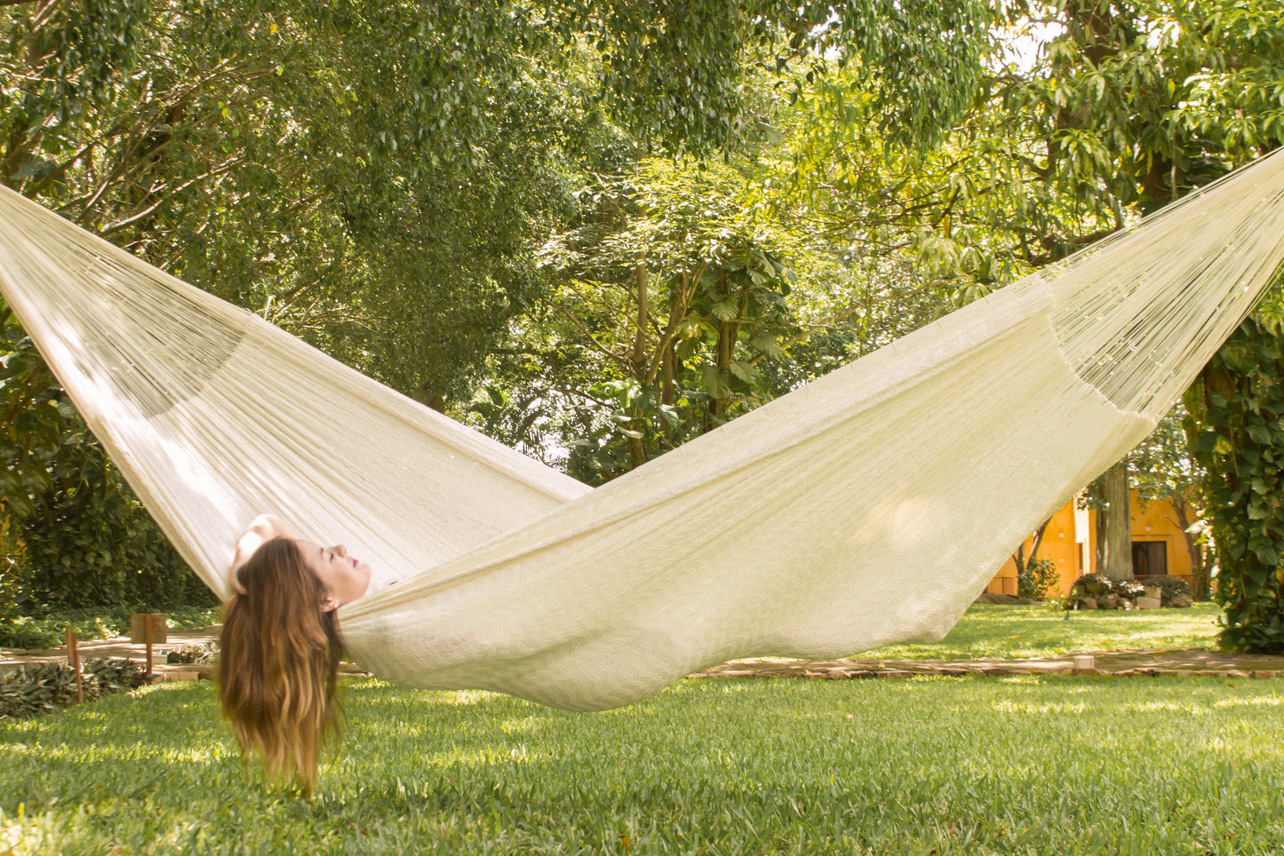 Mayan Legacy Jumbo Plus Size Nylon Mexican Hammock in Cream Colour