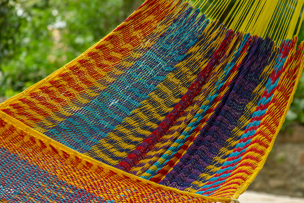 Mayan Legacy King Size Outdoor Cotton Mexican Hammock in Confeti Colour