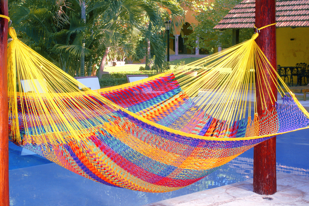 Mayan Legacy King Size Outdoor Cotton Mexican Hammock in Confeti Colour