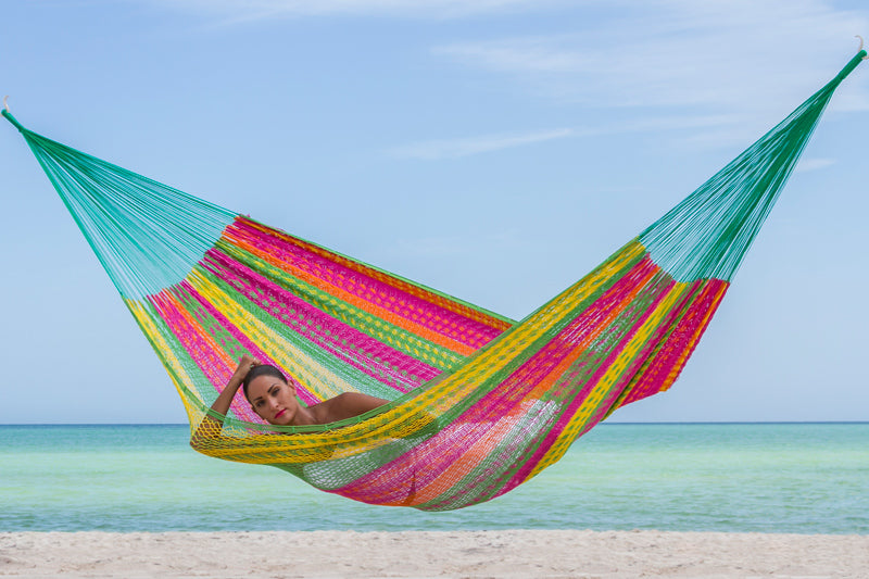 Mayan Legacy Jumbo Size Outdoor Cotton Mexican Hammock in Radiante Colour