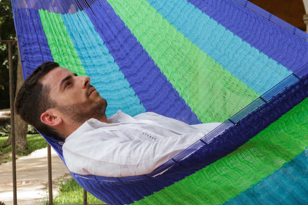 Mayan Legacy King Size Super Nylon Mexican Hammock in Oceanica Colour
