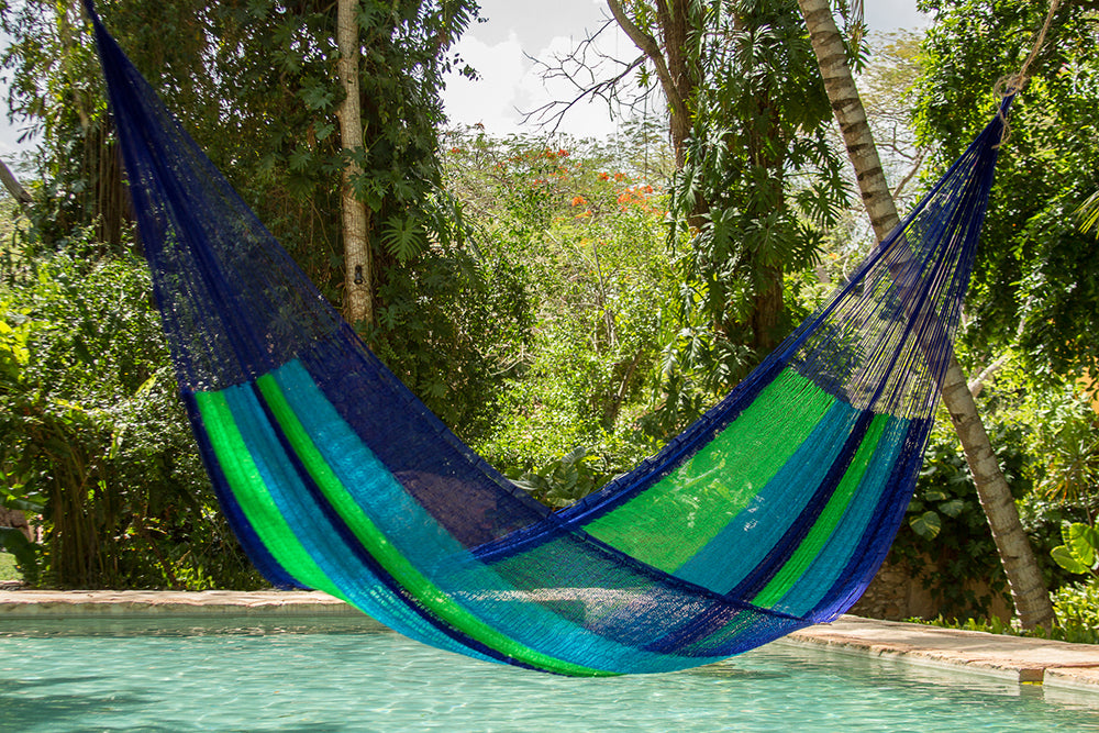 Mayan Legacy King Size Super Nylon Mexican Hammock in Oceanica Colour