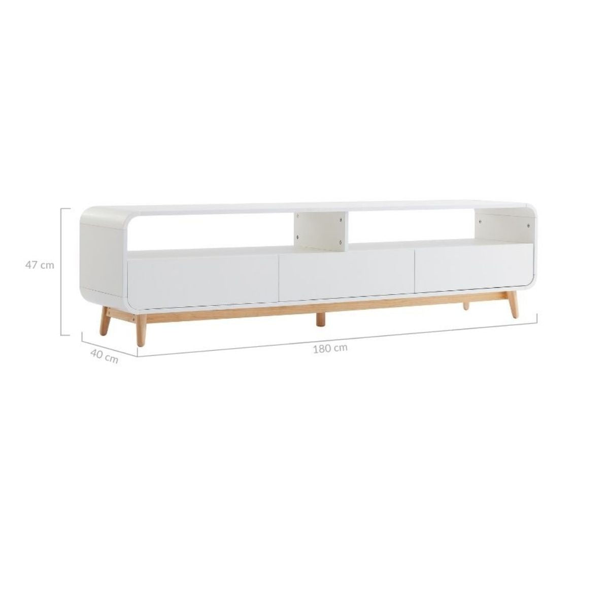 Merlin White  Modern Retro TV Unit 180CM