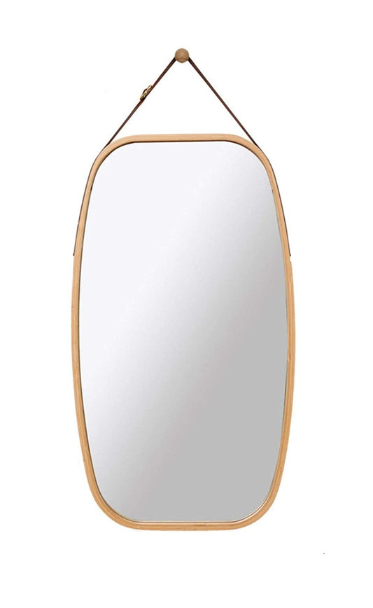 CARLA HOME Hanging Full LengthWall Mirror - Solid Bamboo Frame and Adjustable Leather Strap for Bathroom and Bedroom