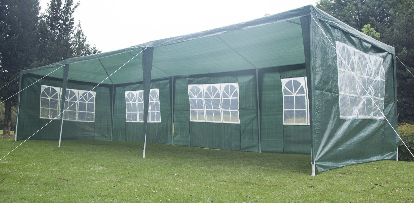 3x9m Wedding Outdoor Gazebo Marquee Tent Canopy Green