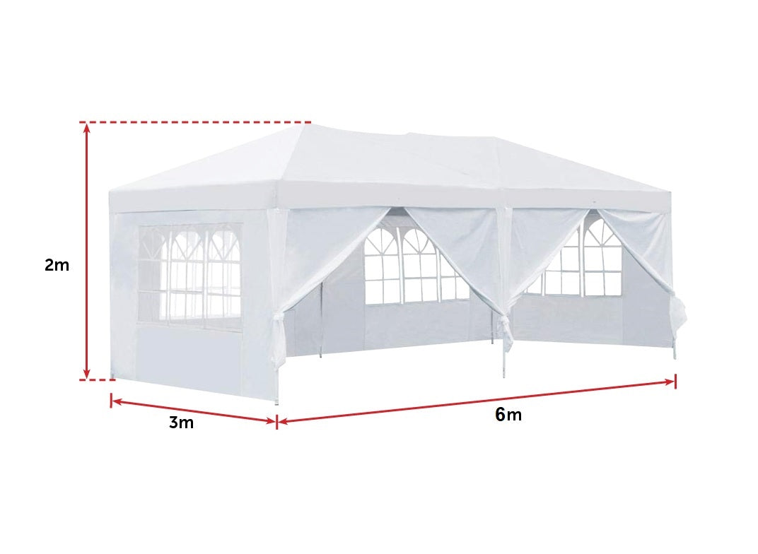 3x6m Gazebo Outdoor Marquee Tent Canopy White