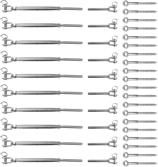 Stainless Steel Wire Rope DIY Balustrade Kit Jaw/Swage Fork Turnbuckle - 10 pack