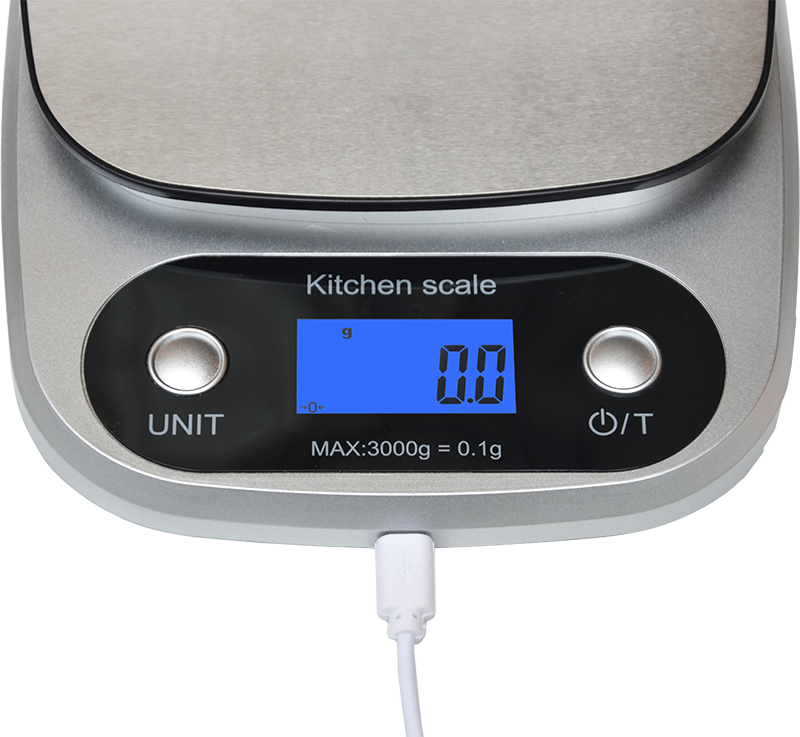0.1g High Precision Kitchen Scale Rechargable Food Scale Digital 3KG