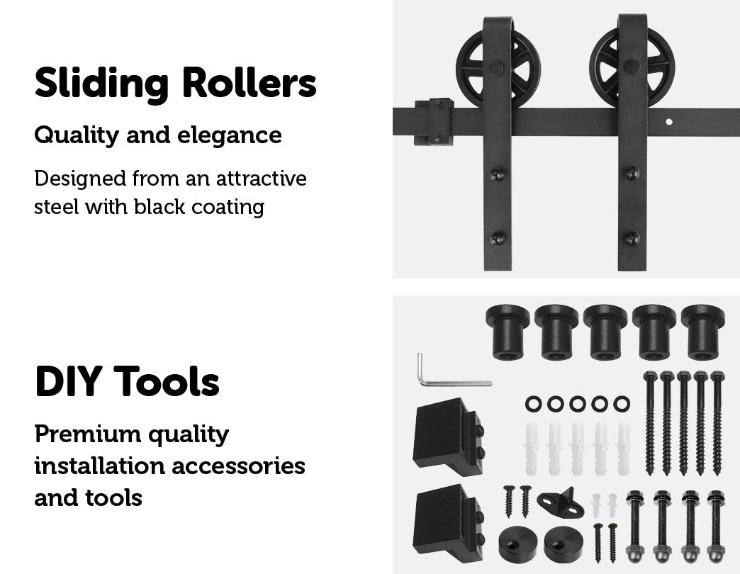 2M Big Spoke Wheel Sliding Barn Door Hardware