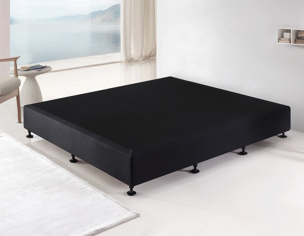 Palermo King Ensemble Bed Base Midnight Black Linen Fabric