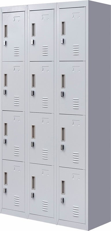 Padlock-operated lock 12 Door Locker for Office Gym - Light Grey