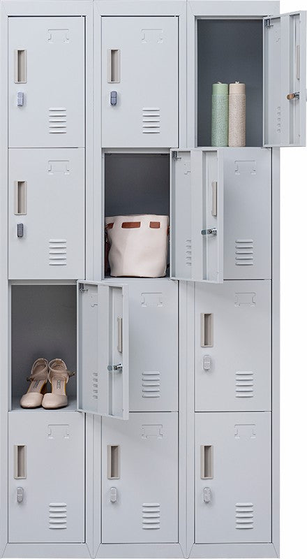 Padlock-operated lock 12 Door Locker for Office Gym - Light Grey