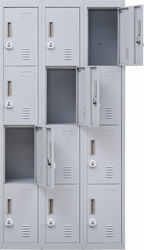 3-Digit Combination Lock 12 Door Locker for Office Gym - Light Grey