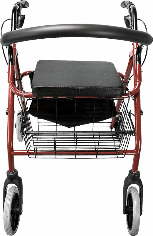 Rollator Walker Walking Frame With Wheels Zimmer Mobility Aids Seat Red