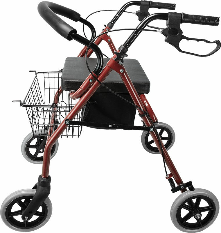 Rollator Walker Walking Frame With Wheels Zimmer Mobility Aids Seat Red