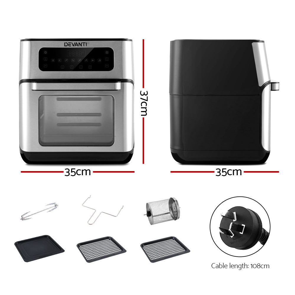 Devanti 10L Air Fryer LCD Fryers Oven Healthy Cooker Oil Free Kitchen Dehydrator