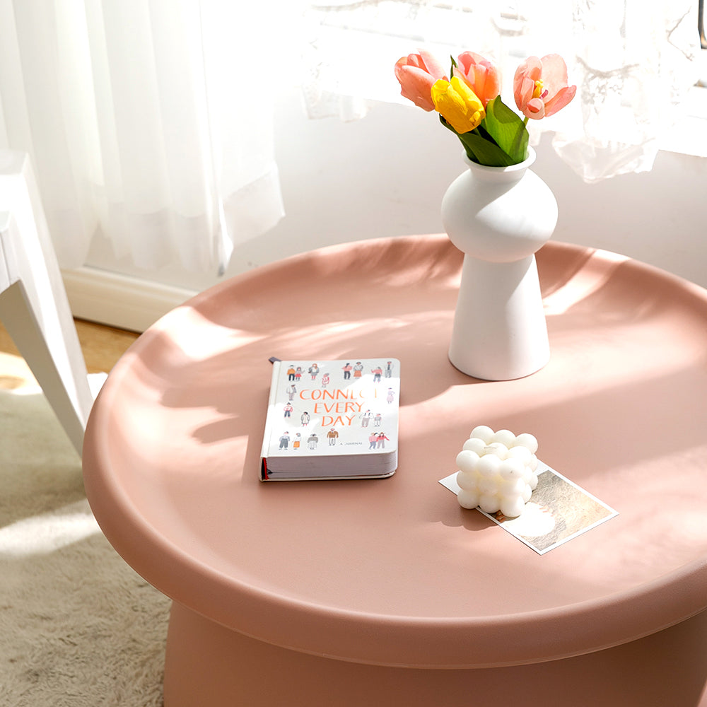 ArtissIn Coffee Table Mushroom Nordic Round Large Side Table 70CM Pink