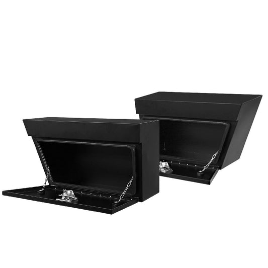 Giantz Black Under Tray Tool Box Pair Set Ute Steel Toolbox Trailer Underbody