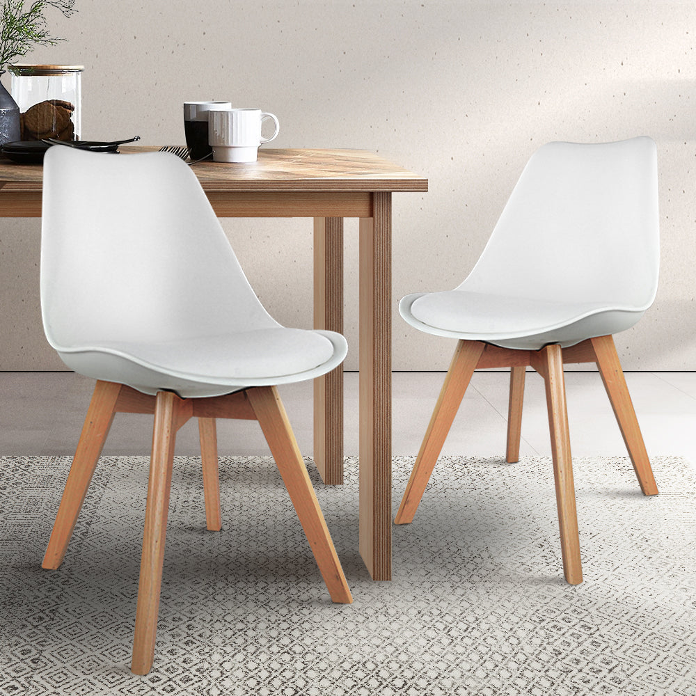 Artiss Set of 2 Padded Dining Chair - White