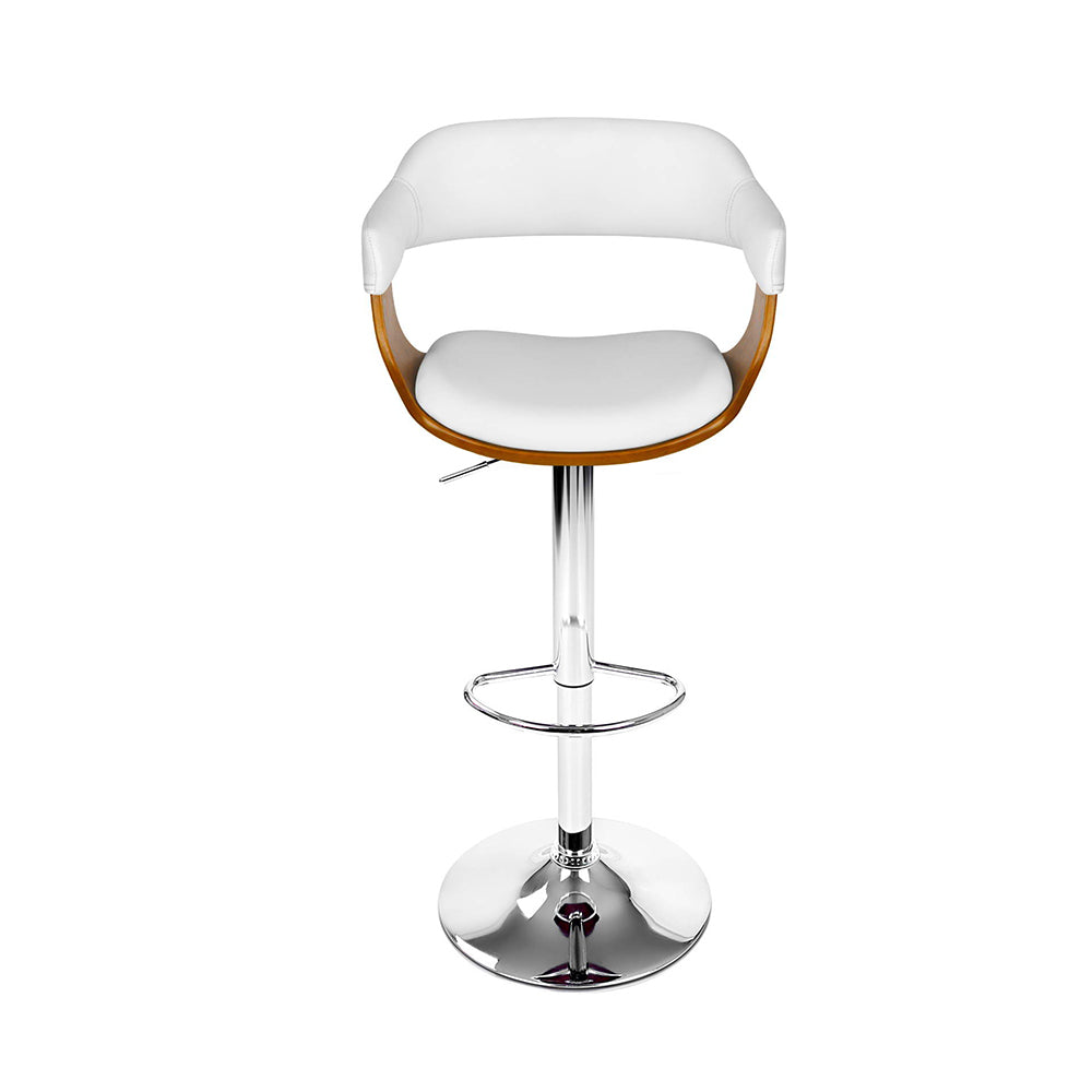 Artiss Set of 2 Wooden PU Leather Bar Stool - White and Chrome