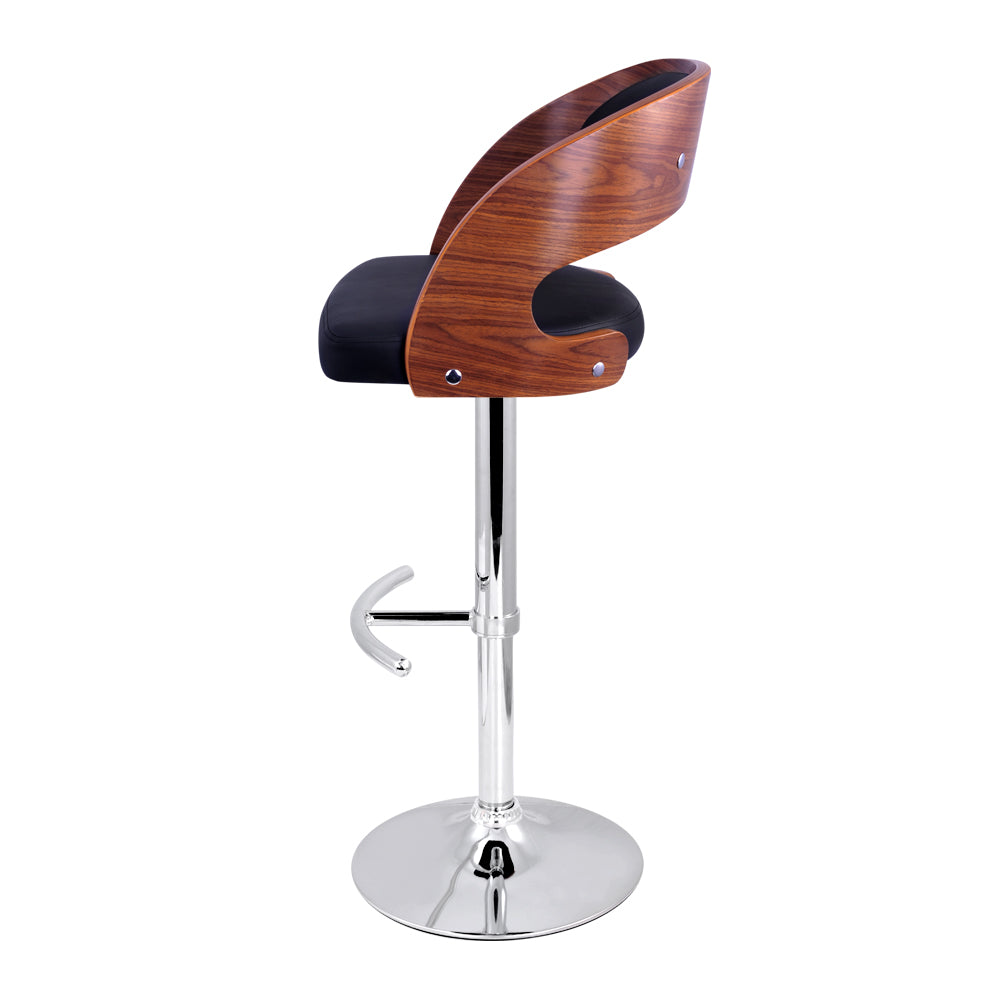 Artiss Wooden PU Leather Gas Lift Bar Stool - Black and Wood