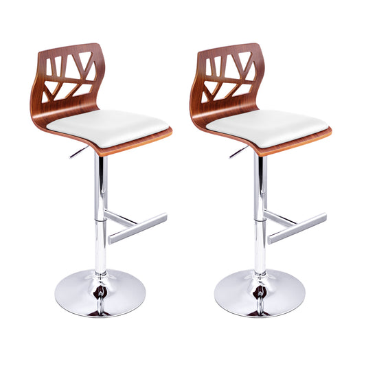 Artiss Set of 2 Wooden Gas Lift Bar Stools - White and Wood