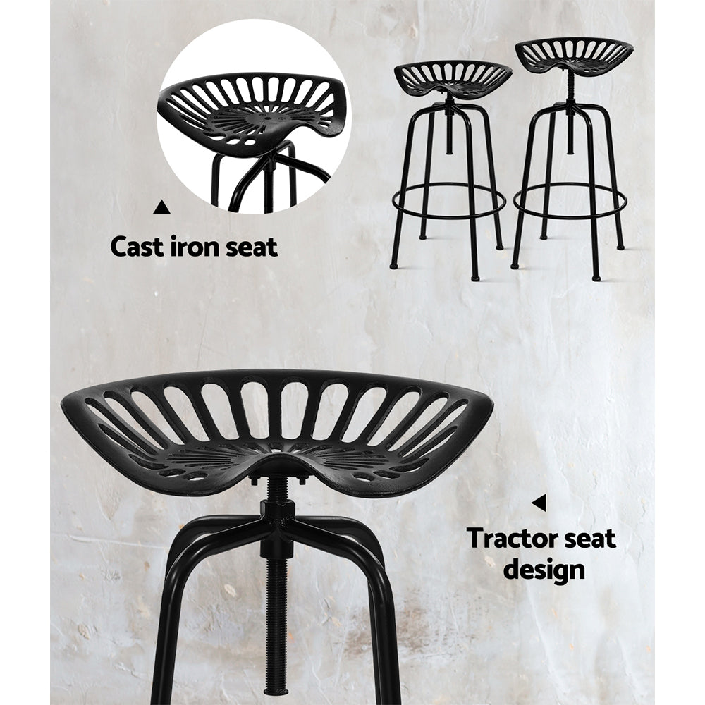 Artiss Bar Stool Retro Industrial Style Iron - Black