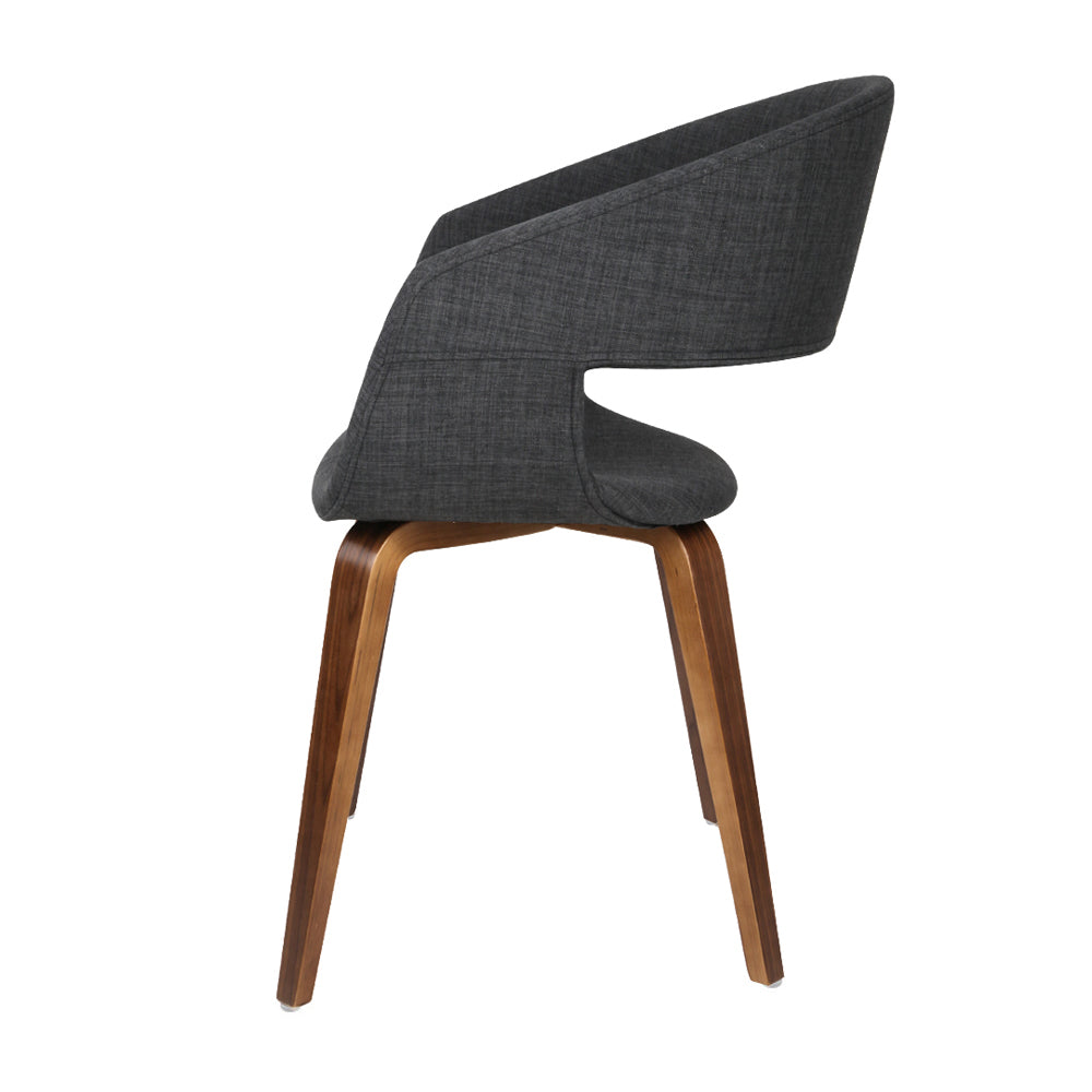 Artiss Set of 2 Timber Wood and Fabric Dining Chairs - Charcoal