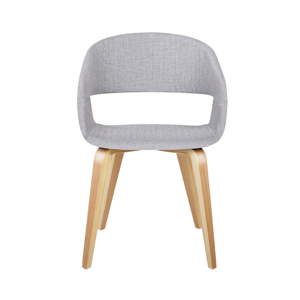 Artiss Set of 2 Timber Wood and Fabric Dining Chairs - Light Grey