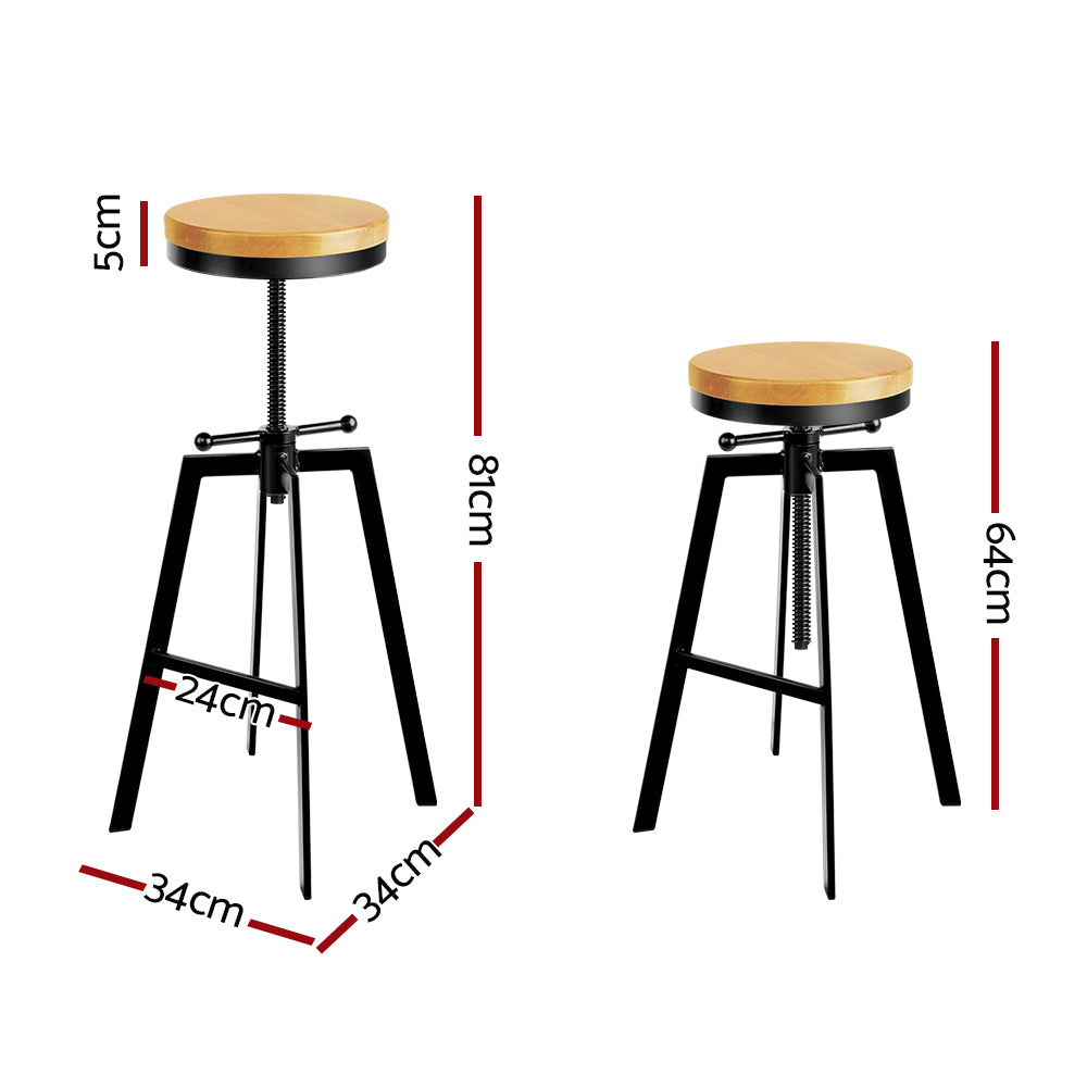 Artiss 2x Vintage Bar Stools Kitchen Stool Industrial Barstools Metal Swivel