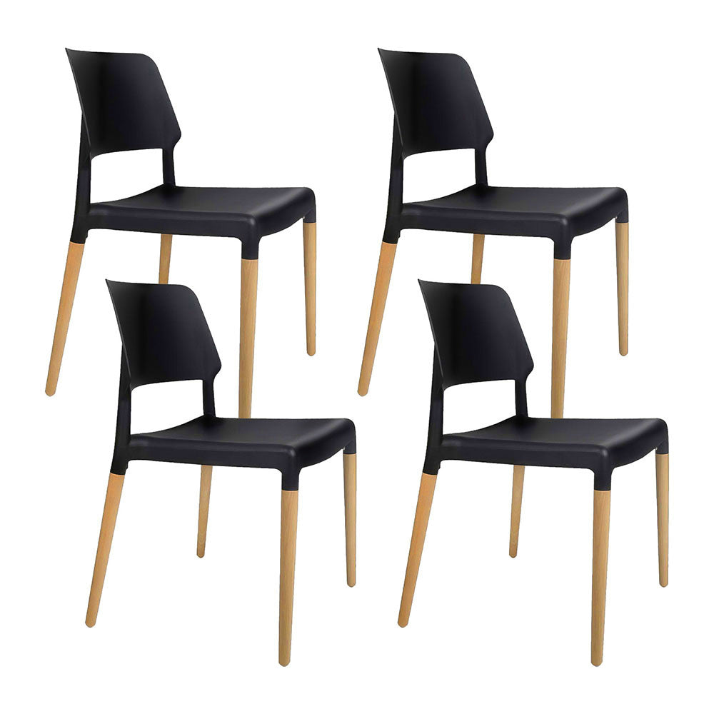 Artiss Set of 4 Wooden Stackable Dining Chairs - Black