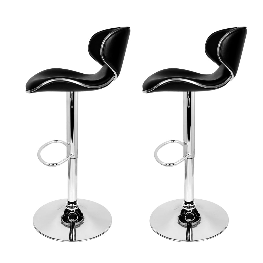 Artiss Set of 2 Bar Stools PU Leather Gas Lift - Black