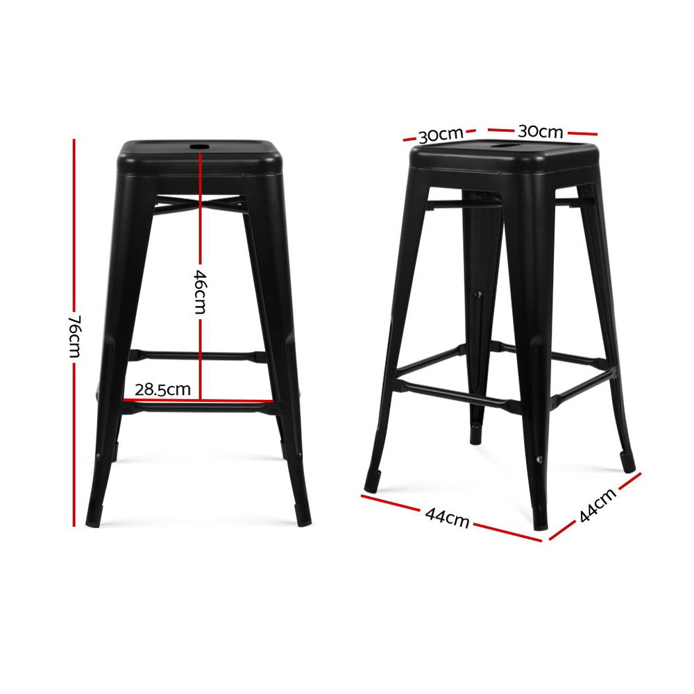 Artiss Set of 2 Metal Backless Stools - Black