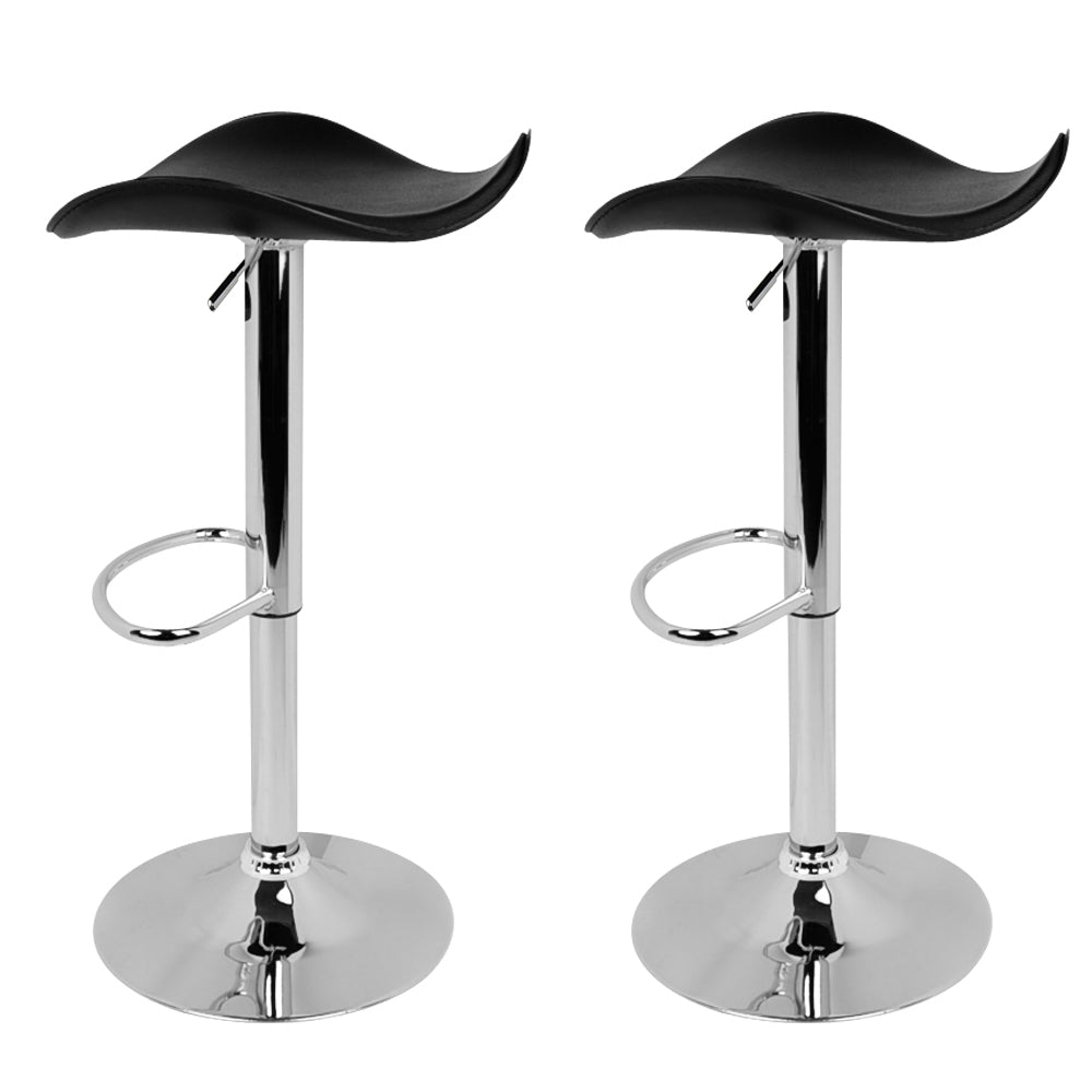 Artiss Set of 2 Gas Lift Bar Stools PU Leather - Black and Chrome