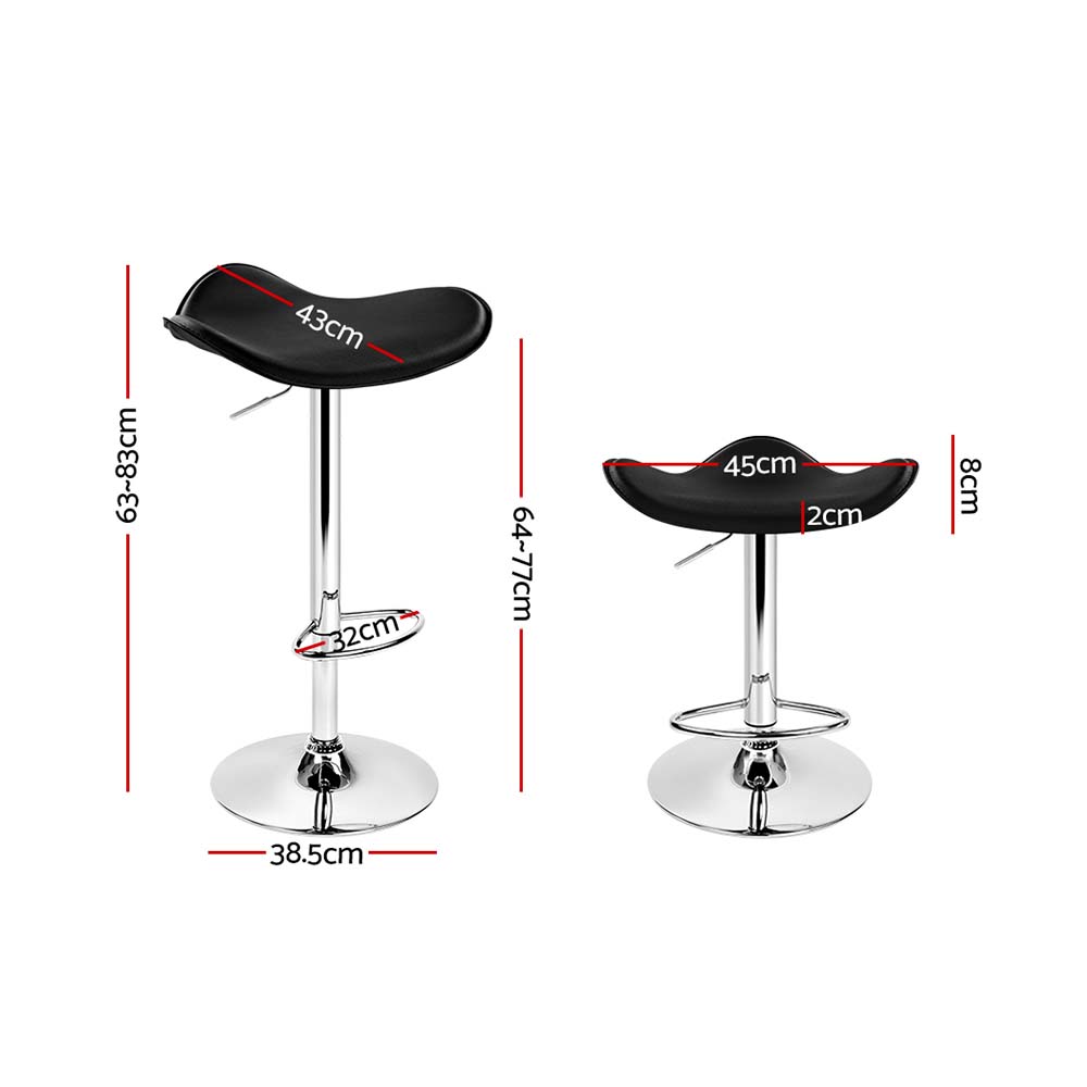 Artiss Set of 2 Gas Lift Bar Stools PU Leather - Black and Chrome