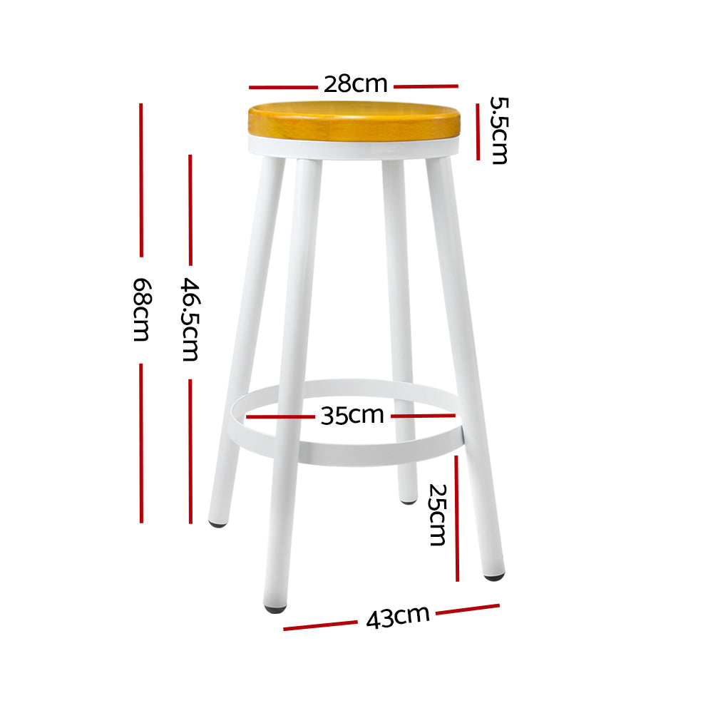 Artiss Set of 2 Wooden Stackable Bar Stools - White and Wood