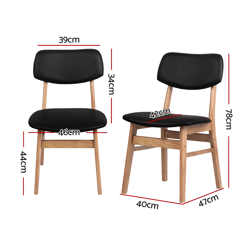 Artiss Set of 2 Wood & PVC Dining Chairs - Black