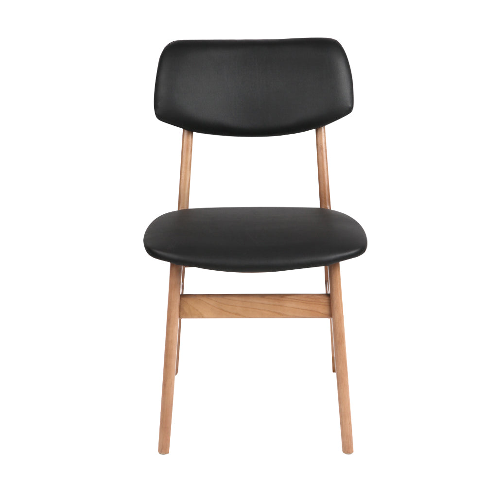 Artiss Set of 2 Wood & PVC Dining Chairs - Black