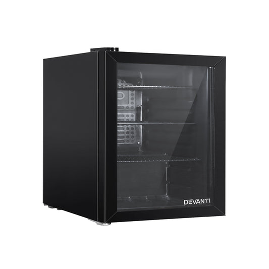 Devanti 46L Glass Door Bar Fridge Mini Countertop Freezer Fridges Bottle Cooler