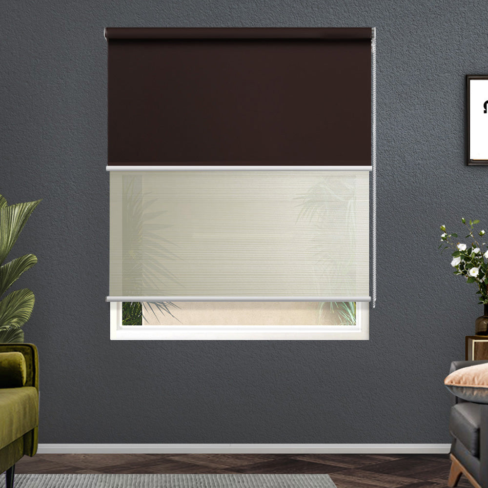 Roller Blinds Blockout Blackout Curtains Window Double Dual Shades 0.9X2.1M CRCO