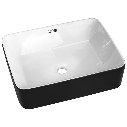 Cefito Ceramic Bathroom Basin Sink Vanity Above Counter Basins Bowl Black White