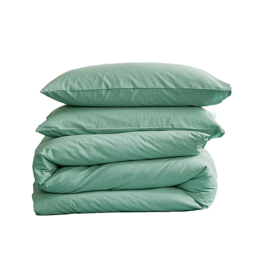 Cosy Club Washed Cotton Quilt Set Green Queen