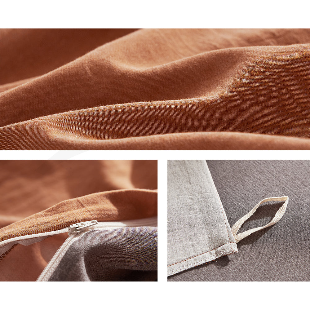 Cosy Club Sheet Set Cotton Sheets Double Orange Brown