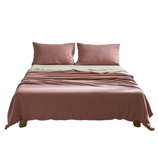 Cosy Club Sheet Set Cotton Sheets Double Vanilla Rhubarb