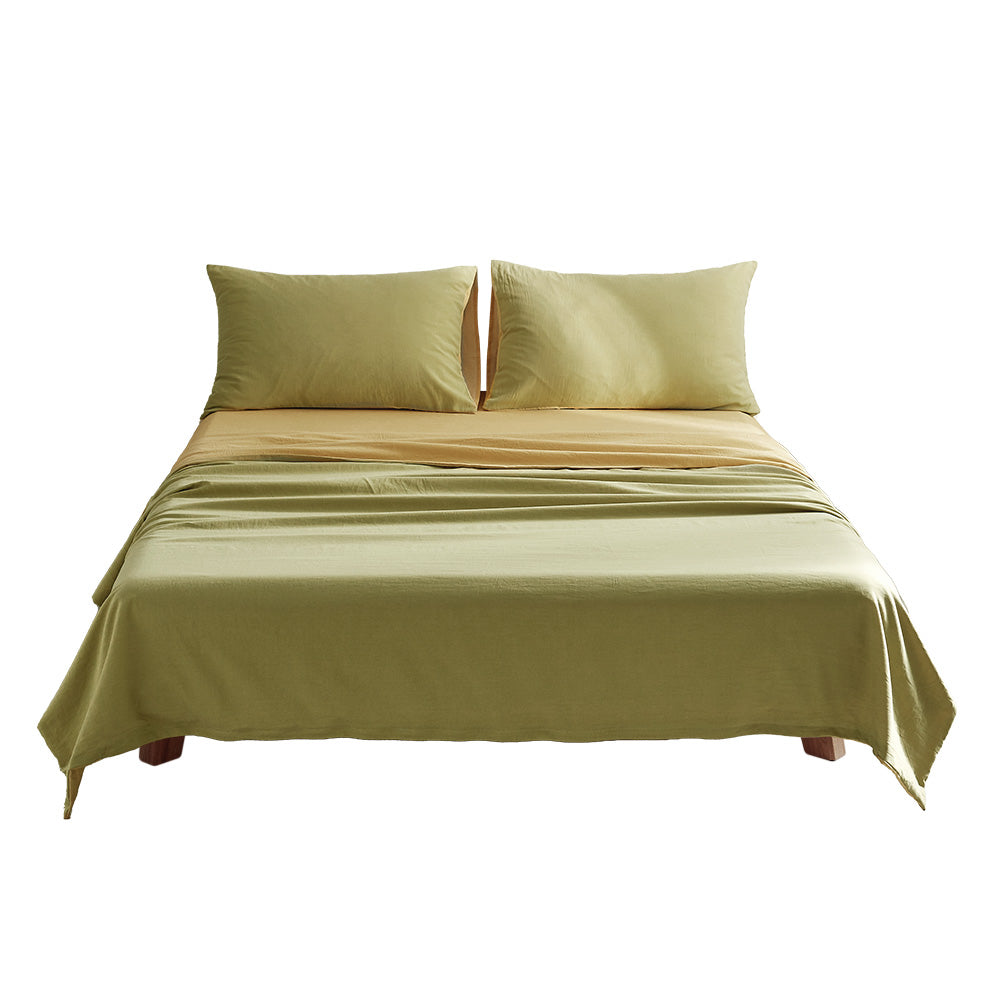 Cosy Club Washed Cotton Sheet Set Yellow