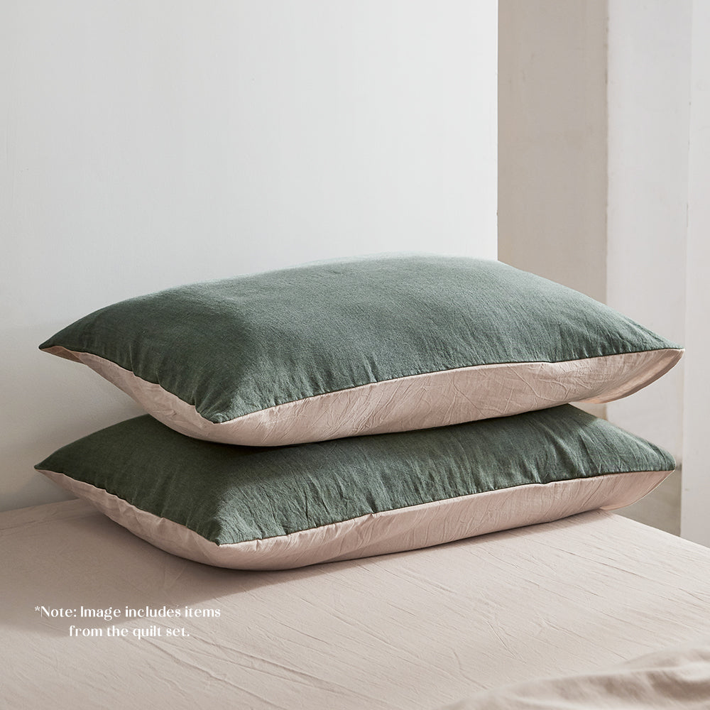 Cosy Club Sheet Set Cotton Sheets King Green Beige