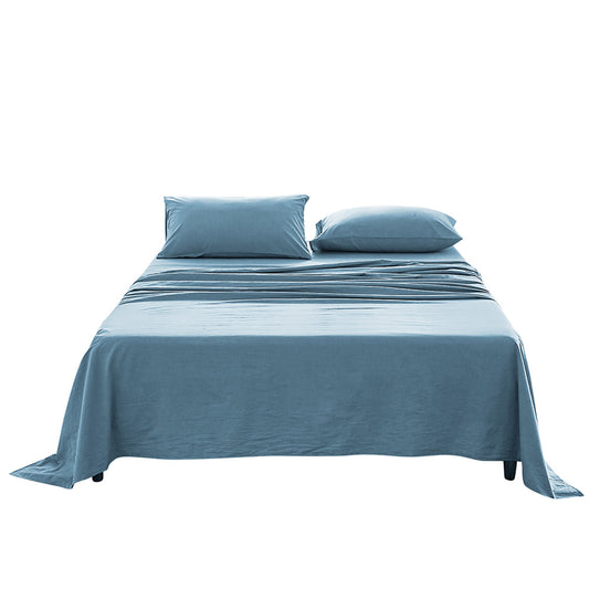 Cosy Club Washed Cotton Sheet Set Queen Blue