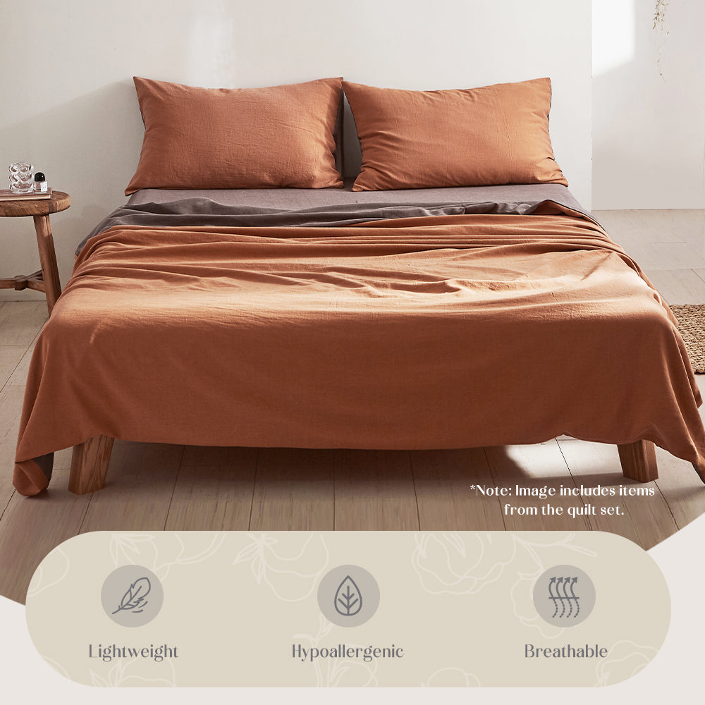 Cosy Club Sheet Set Cotton Sheets Queen Orange Brown