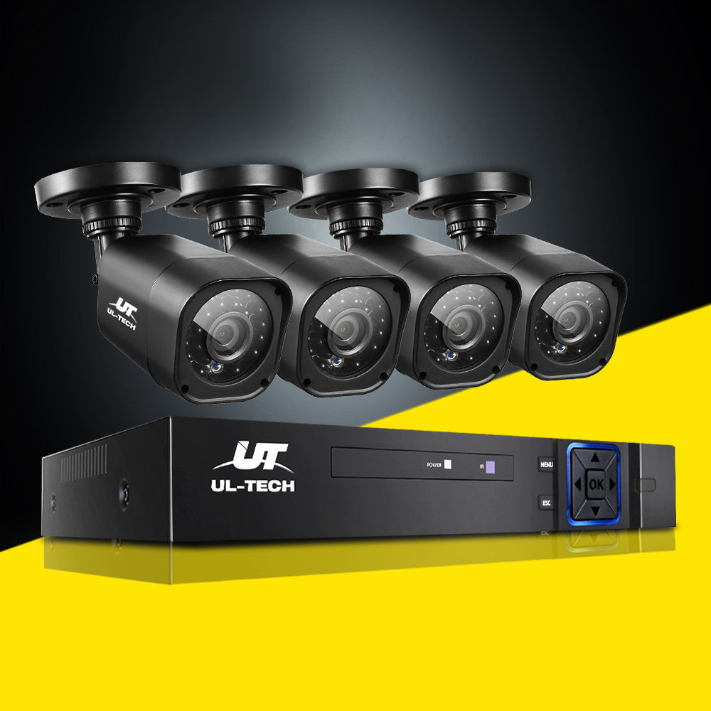 UL-TECH 4CH 5 IN 1 DVR CCTV Security System Video Recorder 4 Cameras 1080P HDMI Black