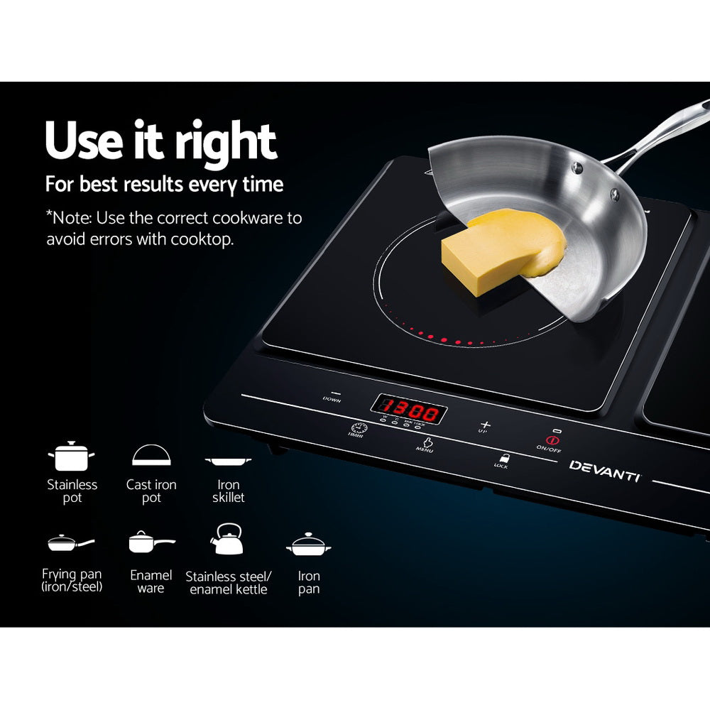 Devanti Induction Cooktop Portable Cooker Ceramic Cook Top Electric Hob Kitchen